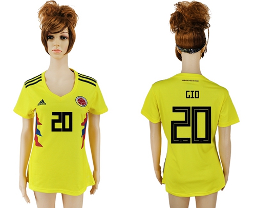 Women's Colombia #20 GIO Home Soccer Country Jersey